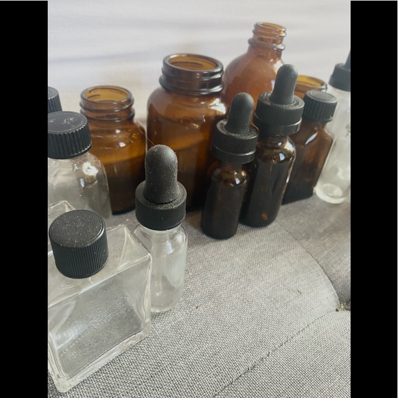 40+ Glass Apothecary bottles Amber Green Blue Clear Dropper Vials Small Vintage - Picture 5 of 8